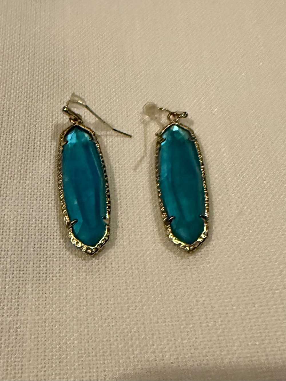 Kendra Scott Teal Blue Elongated Faceted Drop Earrings